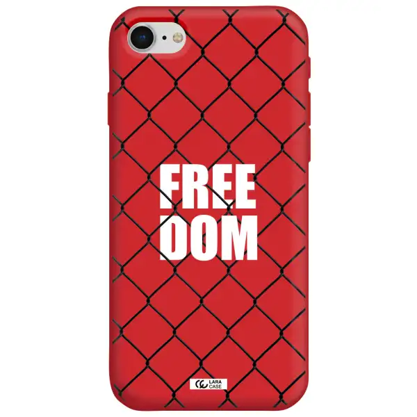 a close-up of a chain link fence Apple iPhone se 2020 Silicone Imperial Red Case