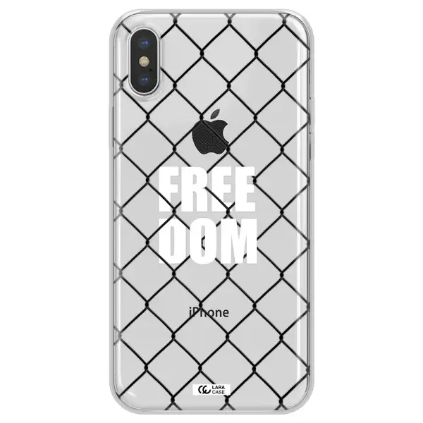 a close-up of a chain link fence Apple iPhone X Clear TPU Case