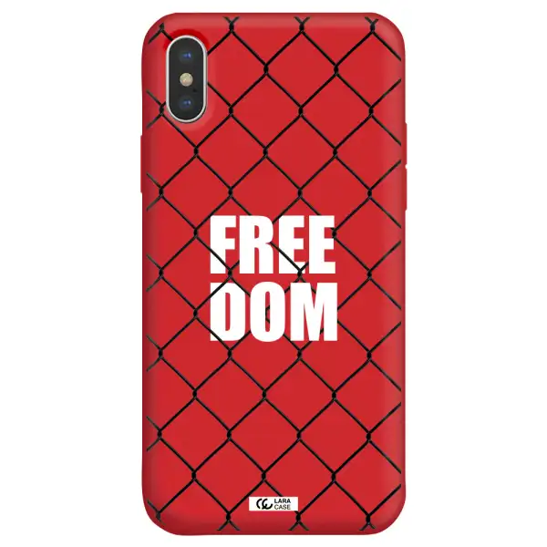 a close-up of a chain link fence Apple iPhone X Silicone Imperial Red Case
