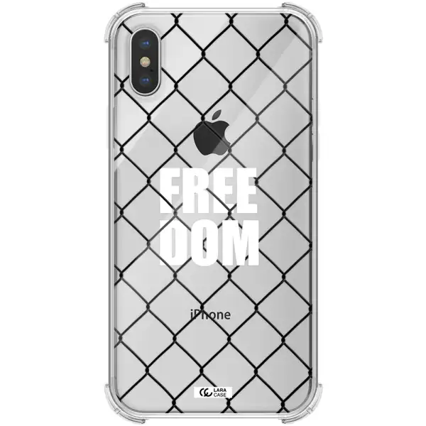 a close-up of a chain link fence Apple iPhone XS Clear PC Case