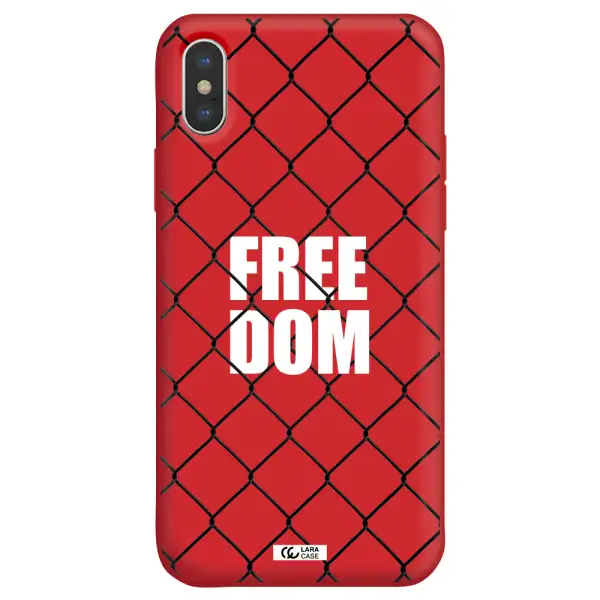 a close-up of a chain link fence Apple iPhone XS Silicone Imperial Red Case