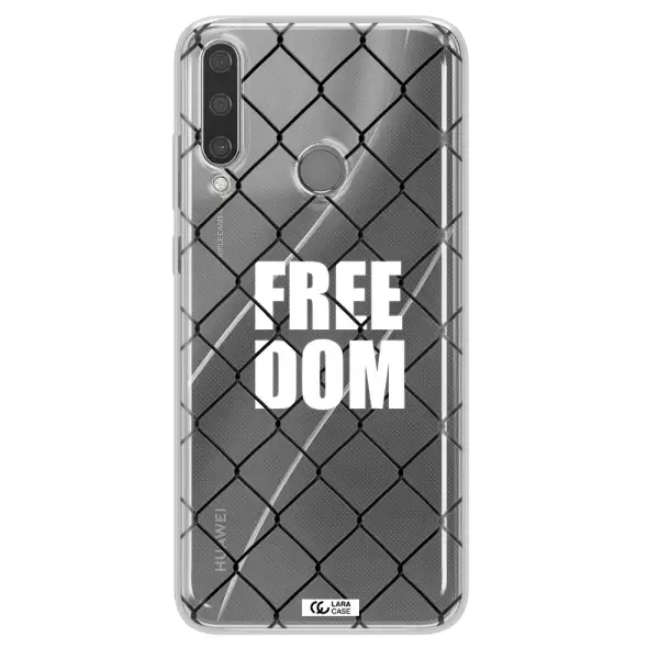 a close-up of a chain link fence Huawei Y6P Clear TPU Case