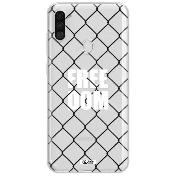 a close-up of a chain link fence Samsung A11 Clear TPU Case