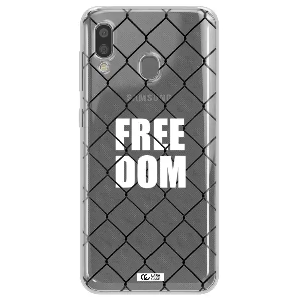 a close-up of a chain link fence Samsung A20 Clear TPU Case