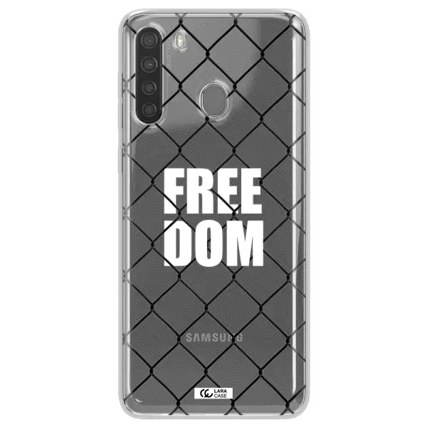 a close-up of a chain link fence Samsung A21 Clear TPU Case
