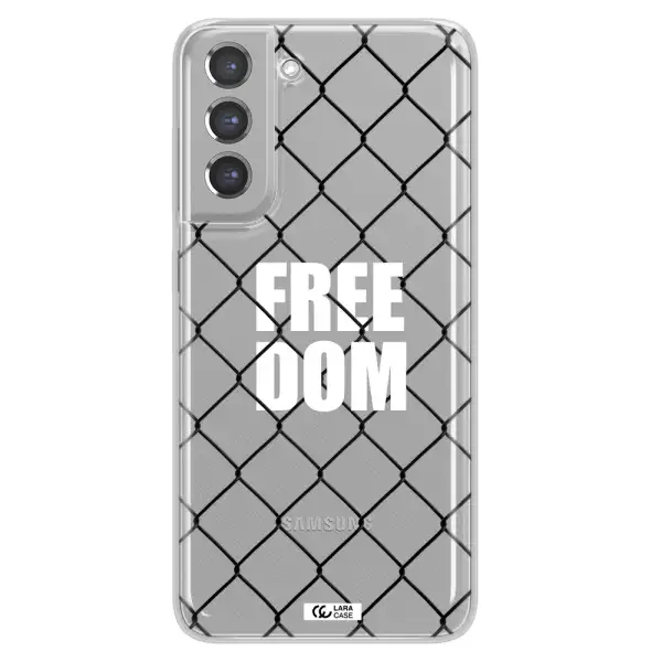 a close-up of a chain link fence Samsung A21 Fe Clear TPU Case
