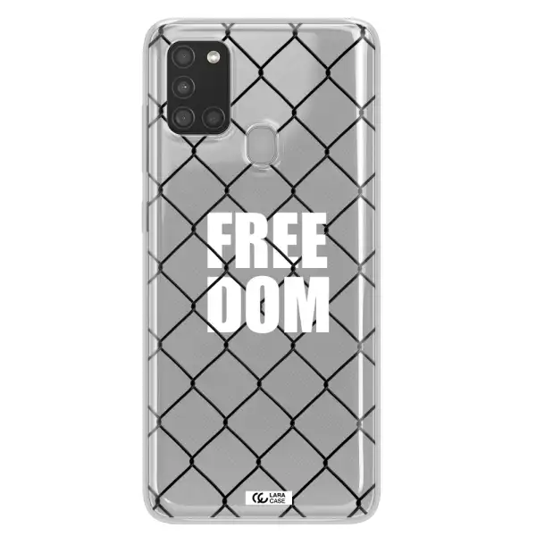 a close-up of a chain link fence Samsung A21S Clear TPU Case