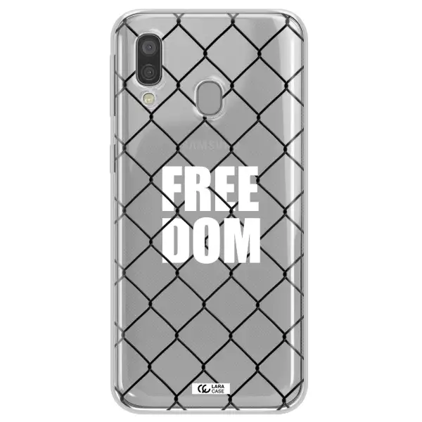 a close-up of a chain link fence Samsung A40 Clear TPU Case