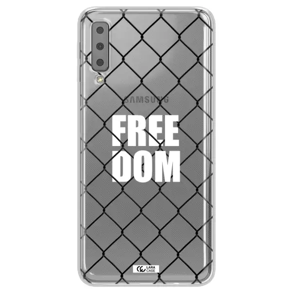 a close-up of a chain link fence Samsung A7 2018 Clear TPU Case