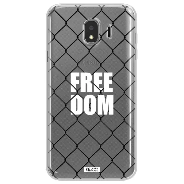 a close-up of a chain link fence Samsung J4 Clear TPU Case