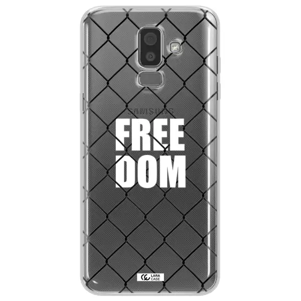 a close-up of a chain link fence Samsung J8 Clear TPU Case