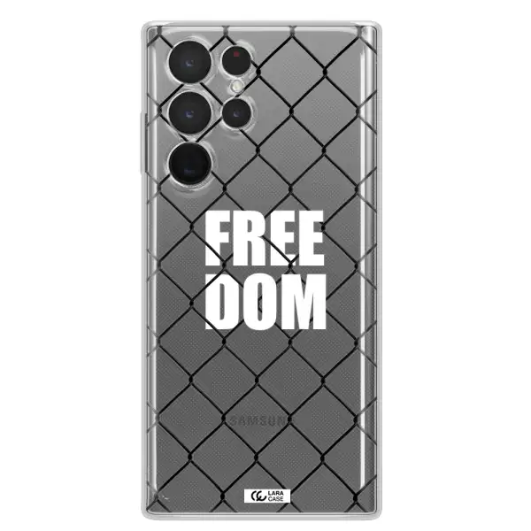 a close-up of a chain link fence Samsung S 22 Ultra Clear TPU Case