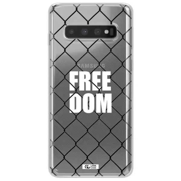 a close-up of a chain link fence Samsung S10 Clear TPU Case
