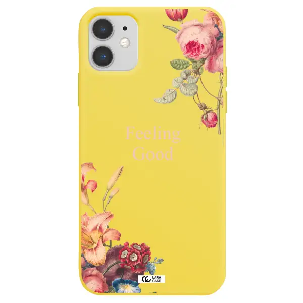 a close-up of flowers Apple iPhone 11 Silicone canary yellow Case