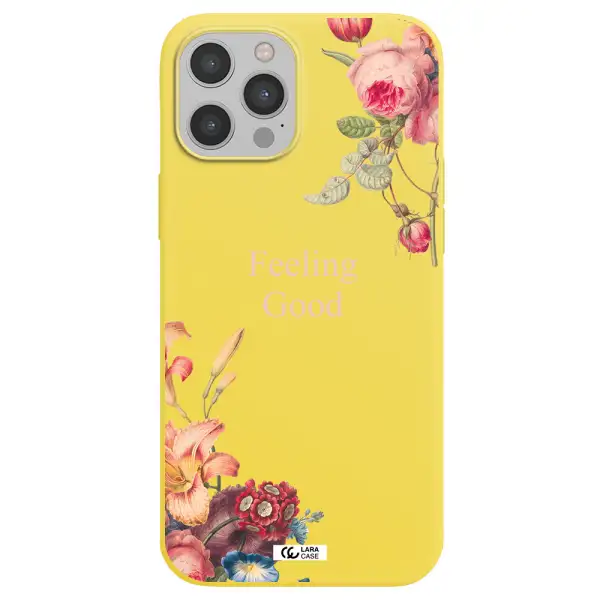 a close-up of flowers Apple iPhone 12 pro Silicone canary yellow Case