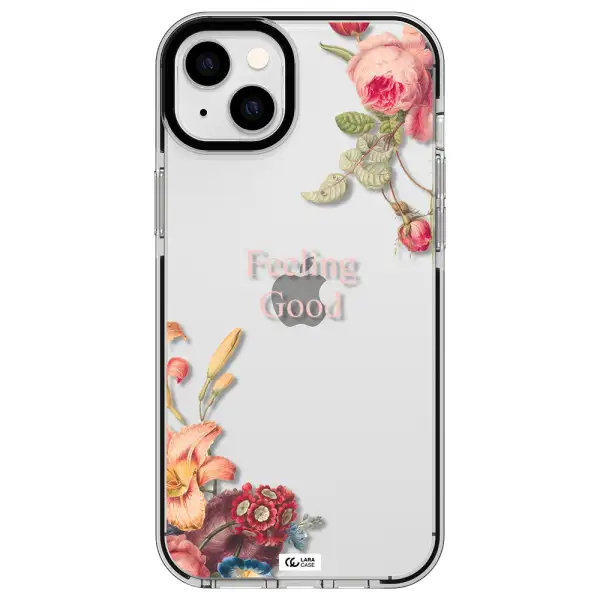 a close-up of flowers Apple iPhone 14 plus impact black border Case