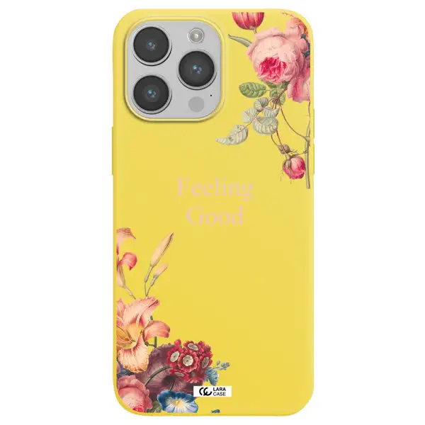 a close-up of flowers Apple iPhone 14 pro Silicone canary yellow Case