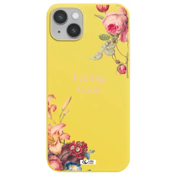 a close-up of flowers Apple iPhone 14 Silicone canary yellow Case