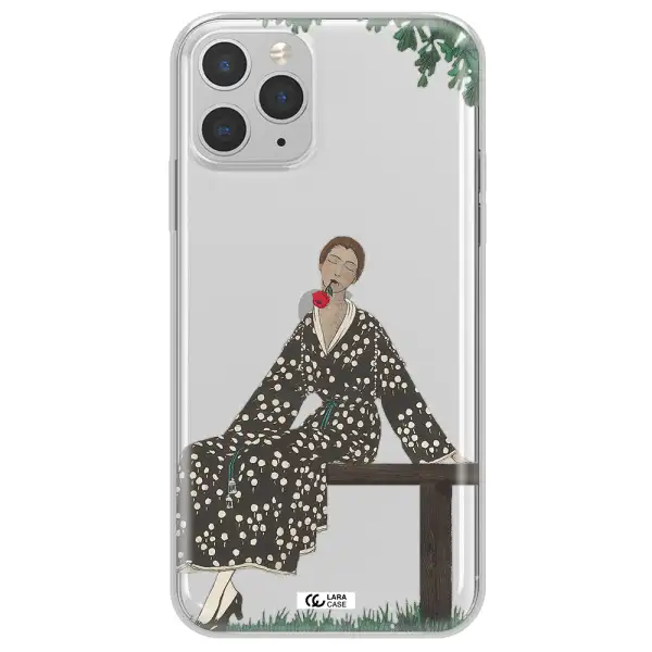 a woman sitting on a bench Apple iPhone 11 pro Clear TPU Case