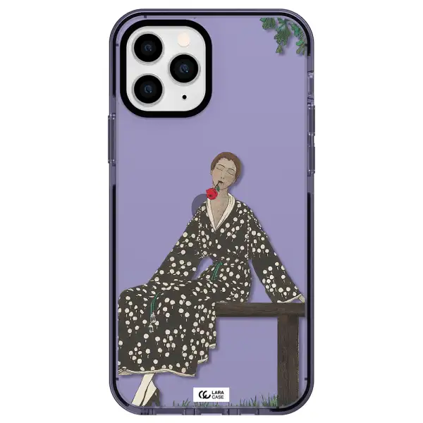 a woman sitting on a bench Apple iPhone 11 pro max impact Lilac Case