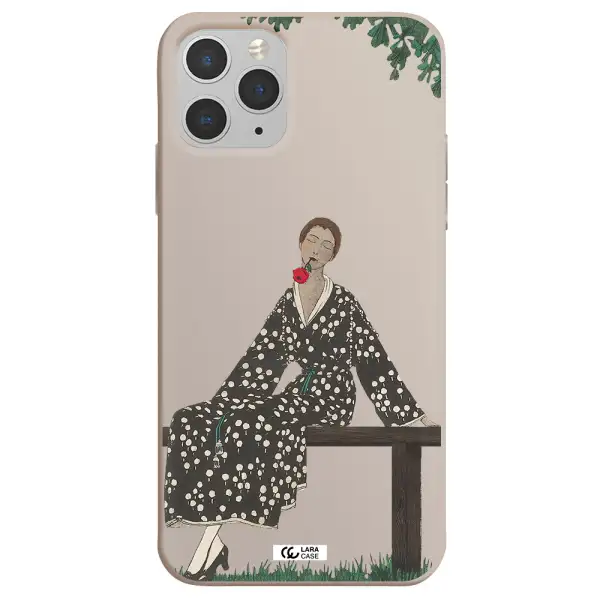 a woman sitting on a bench Apple iPhone 11 pro max Silicone Stone Case