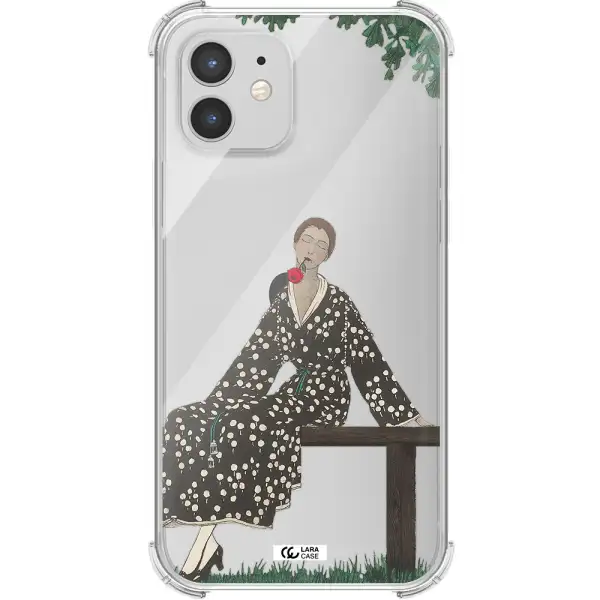 a woman sitting on a bench Apple iPhone 12 mini Clear PC Case