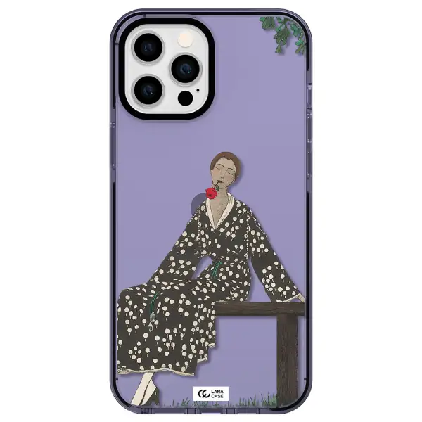 a woman sitting on a bench Apple iPhone 12 pro max impact Lilac Case