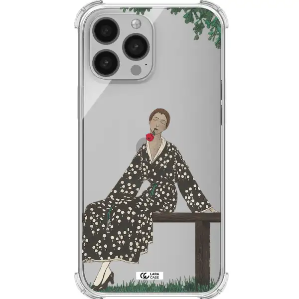 a woman sitting on a bench Apple iPhone 13 Pro Clear PC Case
