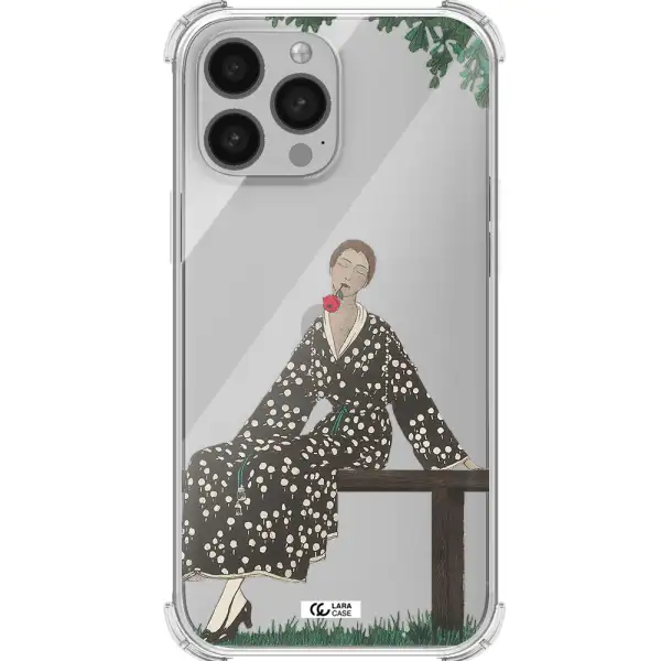 a woman sitting on a bench Apple iPhone 13 Pro Max Clear PC Case