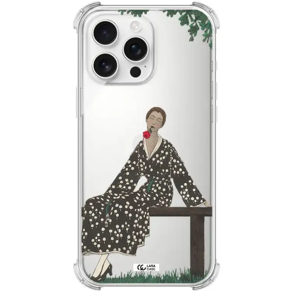 A Woman Sitting On A Bench Apple Iphone 16 Pro Max Clear Pc Case