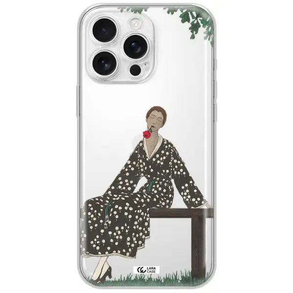 A Woman Sitting On A Bench Apple Iphone 16 Pro Max Clear Tpu Case