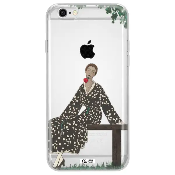 a woman sitting on a bench Apple iPhone 6 plus Clear TPU Case