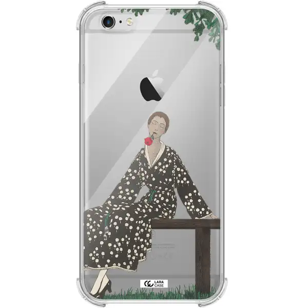 a woman sitting on a bench Apple iPhone 6 s plus Clear PC Case