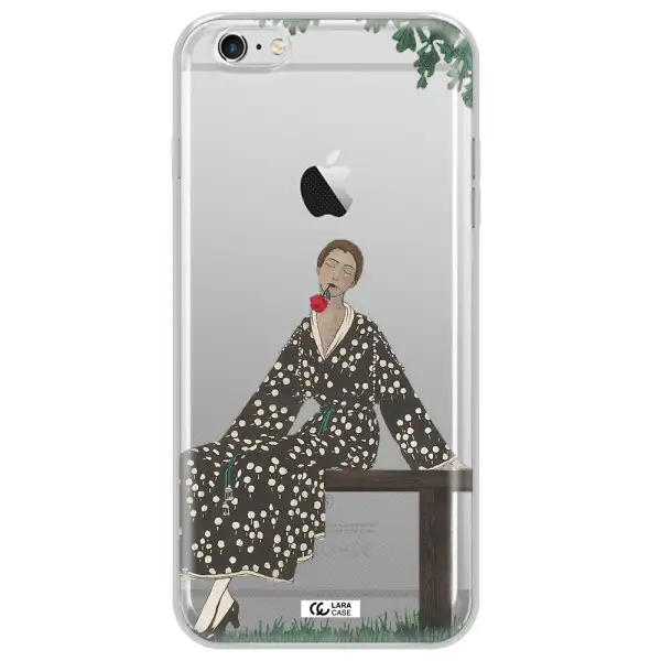 a woman sitting on a bench Apple iPhone 6S Clear TPU Case