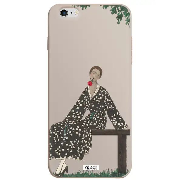 a woman sitting on a bench Apple iPhone 6S Silicone Stone Case