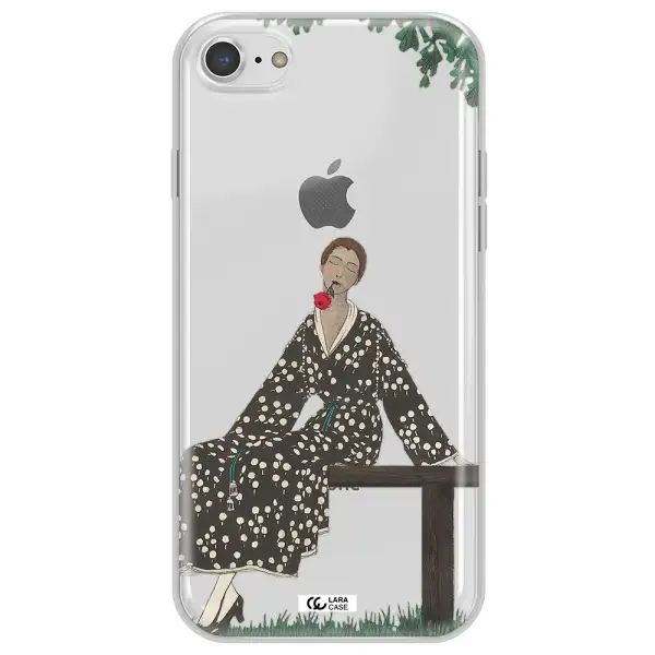 a woman sitting on a bench Apple iPhone 7 Clear TPU Case