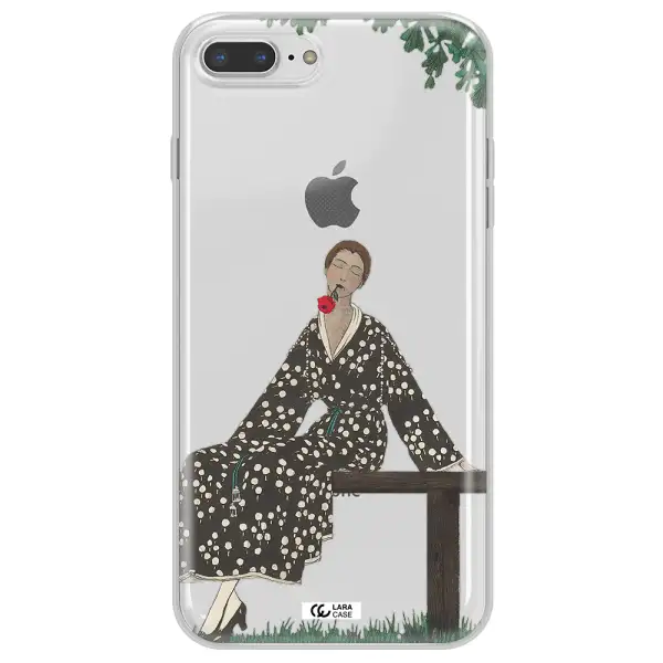 a woman sitting on a bench Apple iPhone 7 plus Clear TPU Case