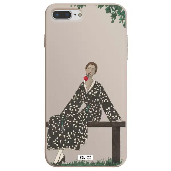 a woman sitting on a bench Apple iPhone 7 plus Silicone Stone Case