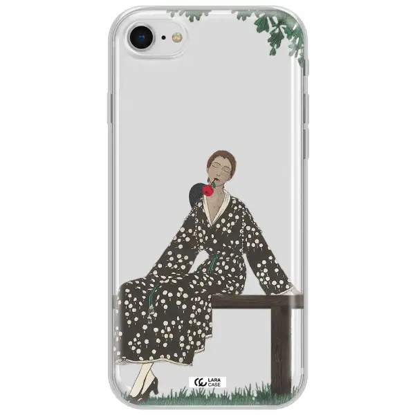 A Woman Sitting On A Bench Apple Iphone Se 2020 Clear Tpu Case