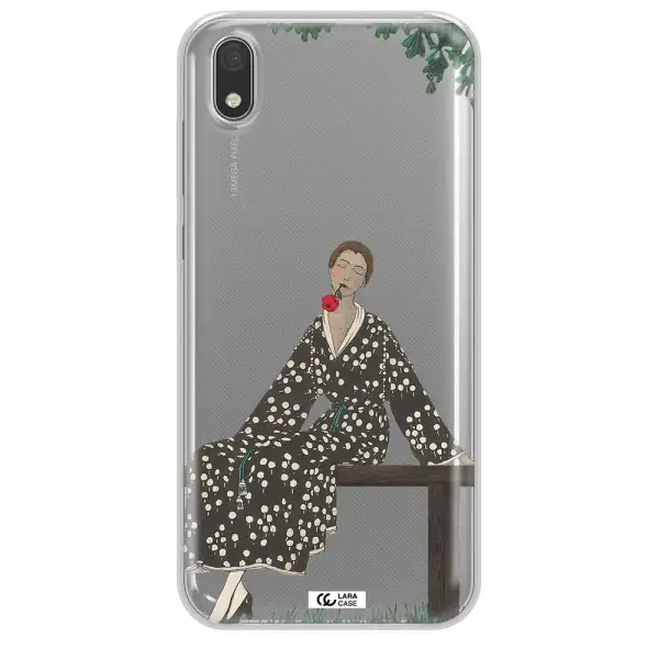 a woman sitting on a bench Huawei Honor 8S Clear TPU Case