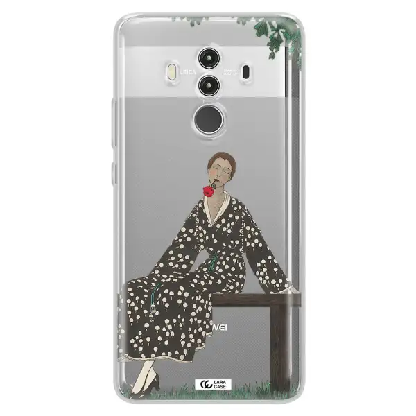 a woman sitting on a bench Huawei Mate 10 Clear TPU Case