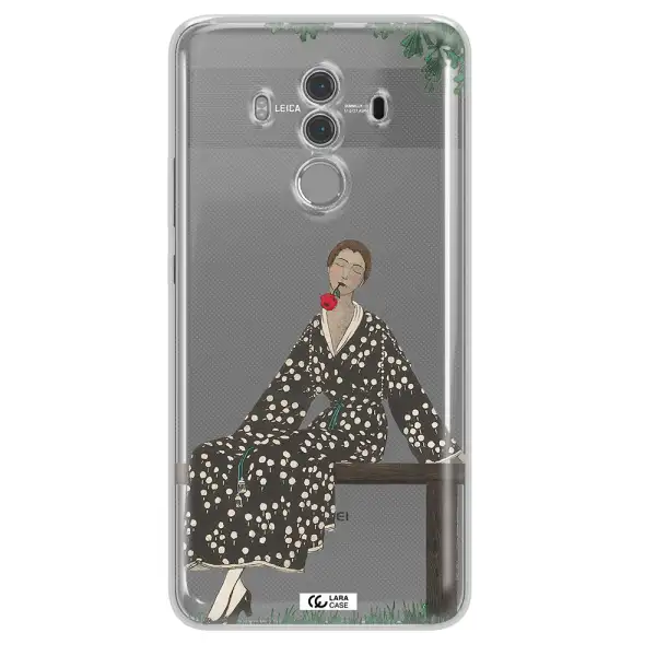 a woman sitting on a bench Huawei Mate 10 Pro Clear TPU Case