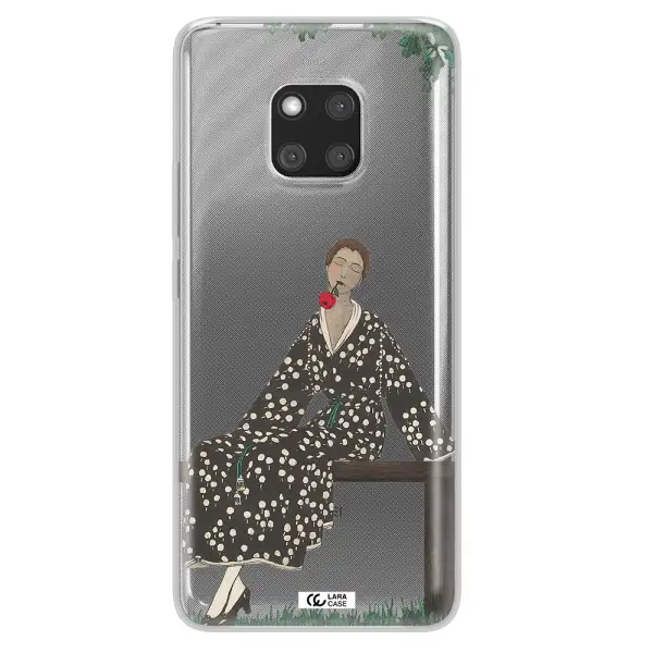 a woman sitting on a bench Huawei Mate 20 Pro Clear TPU Case