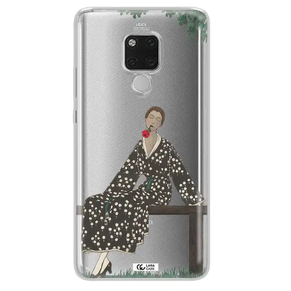 a woman sitting on a bench Huawei Mate 20X Clear TPU Case