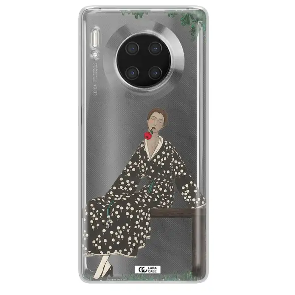 a woman sitting on a bench Huawei Mate 30 Pro Clear TPU Case