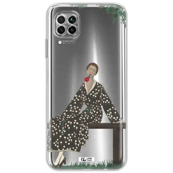 A Woman Sitting On A Bench Huawei Nova 7I Clear Tpu Case