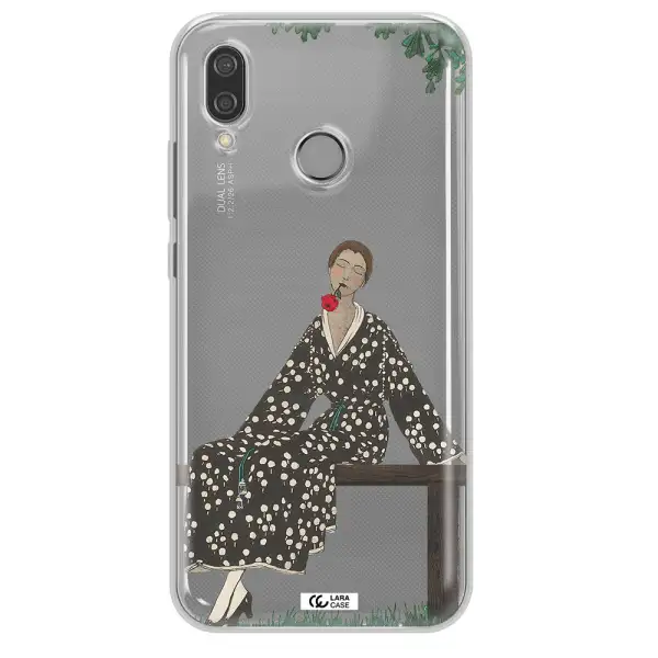 a woman sitting on a bench Huawei P20 Lite Clear TPU Case