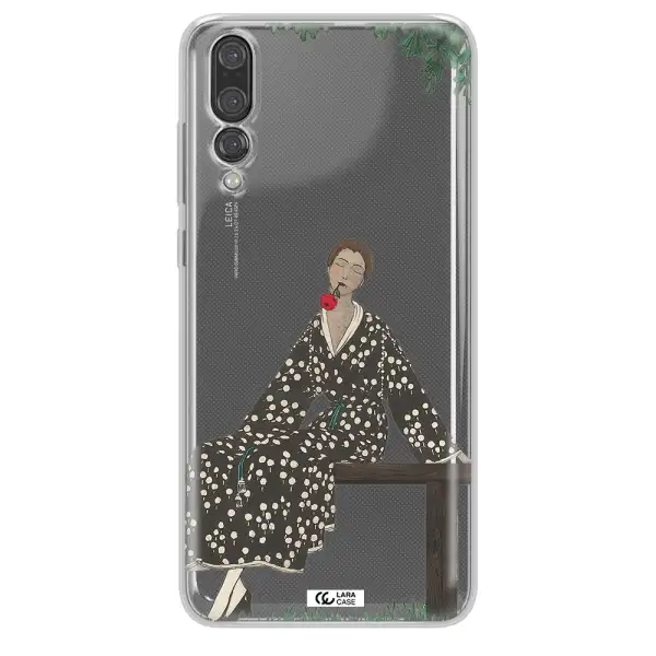 a woman sitting on a bench Huawei P20 Pro Clear TPU Case