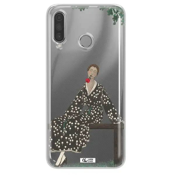 a woman sitting on a bench Huawei P30 Lite Clear TPU Case