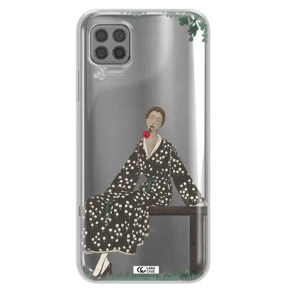a woman sitting on a bench Huawei P40 Lite Clear TPU Case